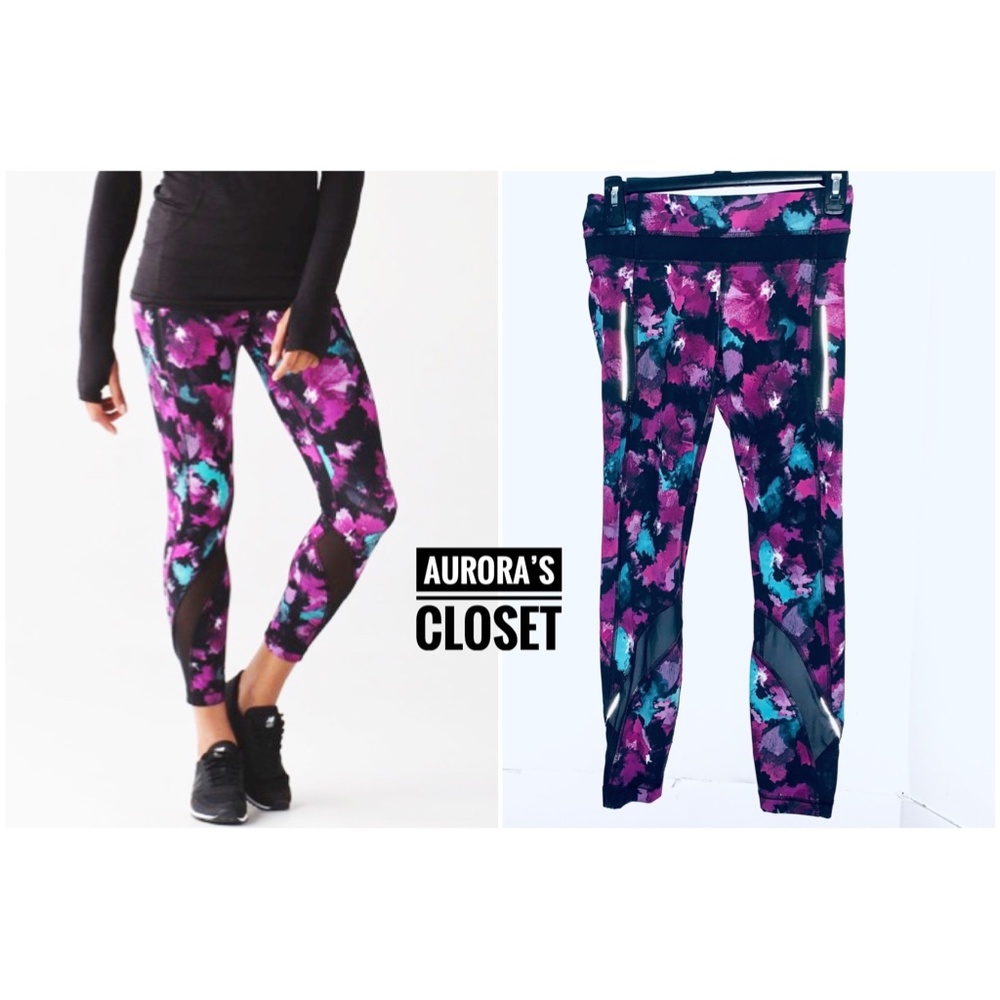 Lululemon 4 Floral Inspire Tight 2 Leggings Midnight Bloom Fuchsia